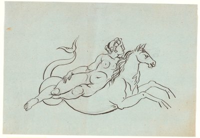 Une femme nue allongée sur un hippocampe - Nicolai Abildgaard