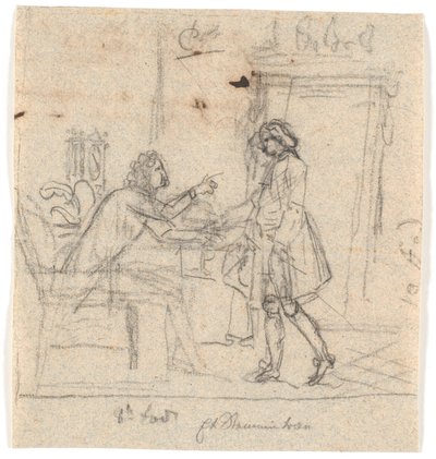 Un homme assis et un homme debout en conversation - Nicolai Abildgaard