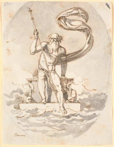 Oceanus sur son trône dans la mer - Nicolai Abildgaard