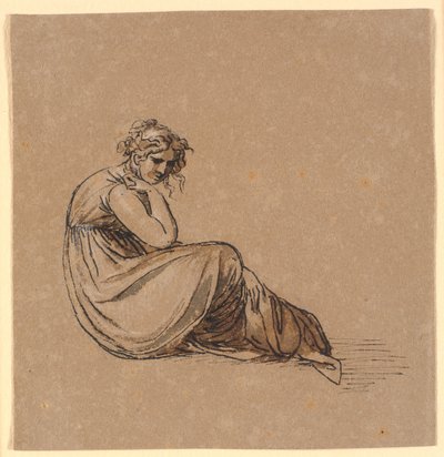 Femme assise avec le coude appuyé sur le genou droit - Nicolai Abildgaard