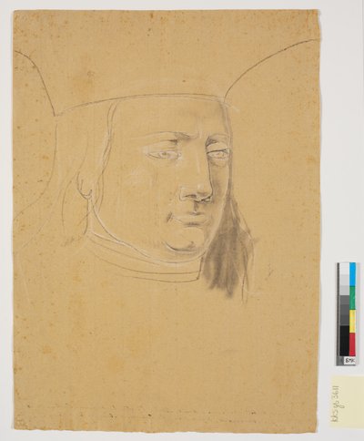 Étude de la tête de Christian I sur Christian I élève Holstein au rang de duché - Nicolai Abildgaard