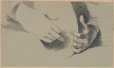 Étude de deux mains tenant un objet ovale (un miroir ou une couronne ?) - Nicolai Abildgaard