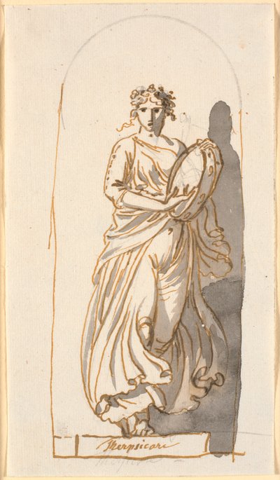 Terpsichore, muse de la danse, comme statue dans une niche - Nicolai Abildgaard