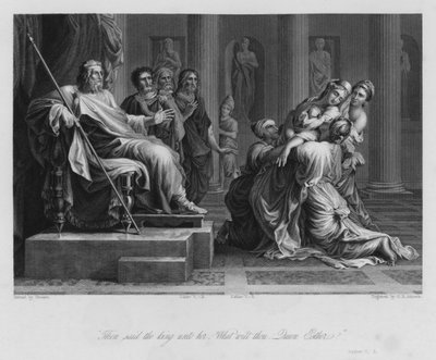Esther devant Assuérus, Esther V, 3 (gravure) - Nicolas (after) Poussin