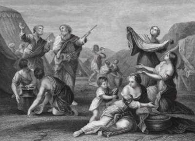 La Chute de la manne, Exode, Ch 16, vs 14, 24 (gravure) - Nicolas (after) Poussin