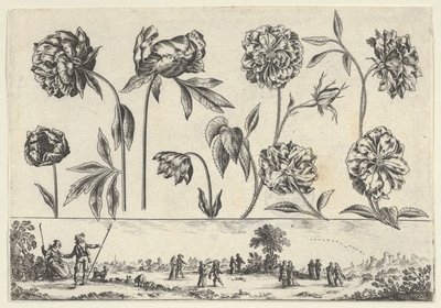 Panneau horizontal avec une rangée de fleurs au-dessus d