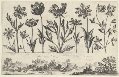 Panneau horizontal avec une rangée de fleurs au-dessus d