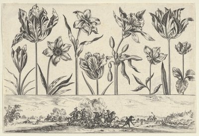 Panneau horizontal avec une rangée de fleurs au-dessus d