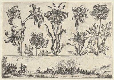 Panneau horizontal avec une rangée de fleurs au-dessus d