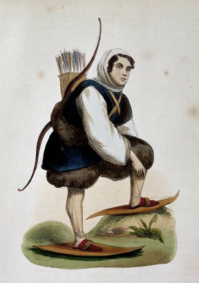 Samoïede, habitant de Sibérie, gravure en couleur tirée de Coutumes d