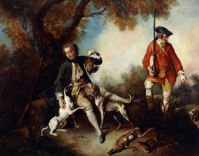 La Halte de Chasseurs : Un Chasseur Tenant un Gibier et Se Reposant près d