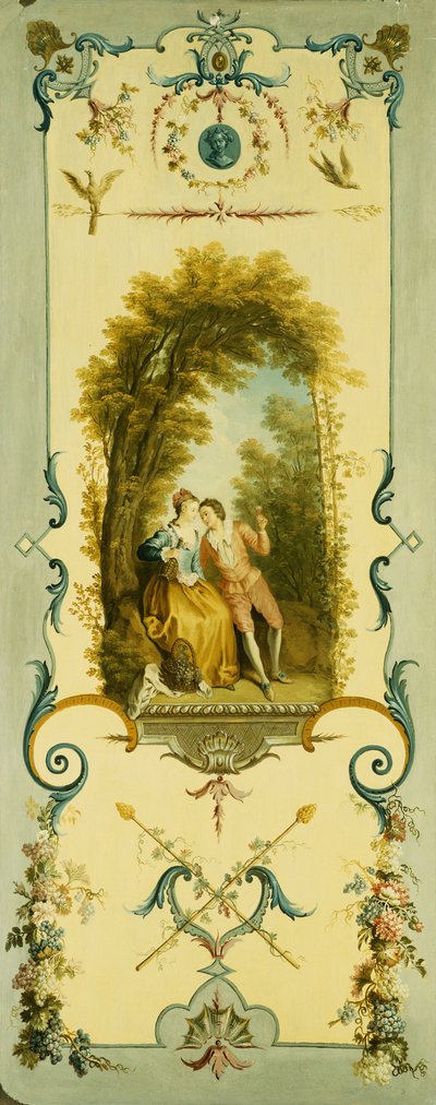 Trois panneaux décoratifs avec des allégories de l