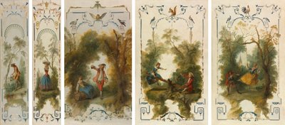 Panneaux muraux : Le Jardinier, Horticulture, La Vigne, La Balançoire, La Balançoire - Nicolas Lancret