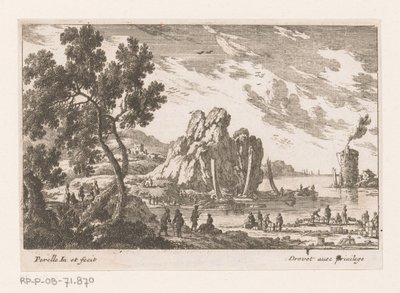 Paysage côtier avec tour - Nicolas Perelle