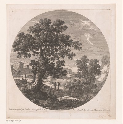 Paysage avec arbre et promeneurs - Nicolas Perelle