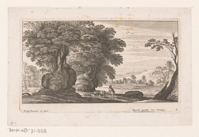 Paysage avec figure et bétail (série Paysages) - Nicolas Perelle