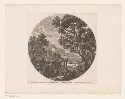 Paysage avec des promeneurs et des bergers avec un troupeau - Nicolas Perelle