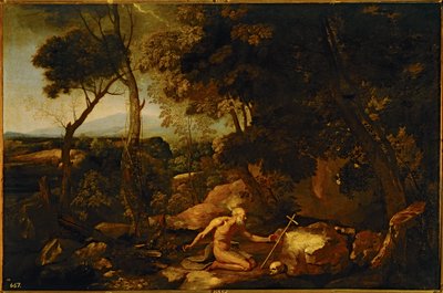 Paysage avec Saint Jérôme ... (peinture sur toile) - Nicolas Poussin