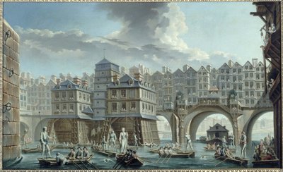 Joute des marins, entre le Pont Notre-Dame et le Pont au Change - Nicolas Raguenet