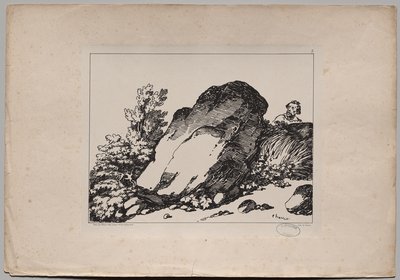Paysage avec grand rocher - Nicolas Toussaint Charlet