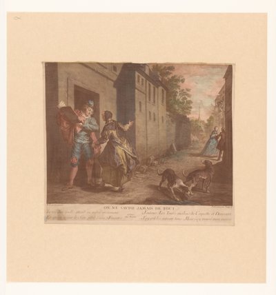 Scène de rue avec homme avec livre (Fables de Jean de La Fontaine, Suite d