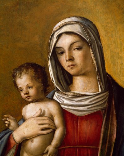 Madonna et Enfant, panneau central du triptyque avec Madonna et Enfant, Saint Albert et Saint Sébastien - Nicolo Rondinelli