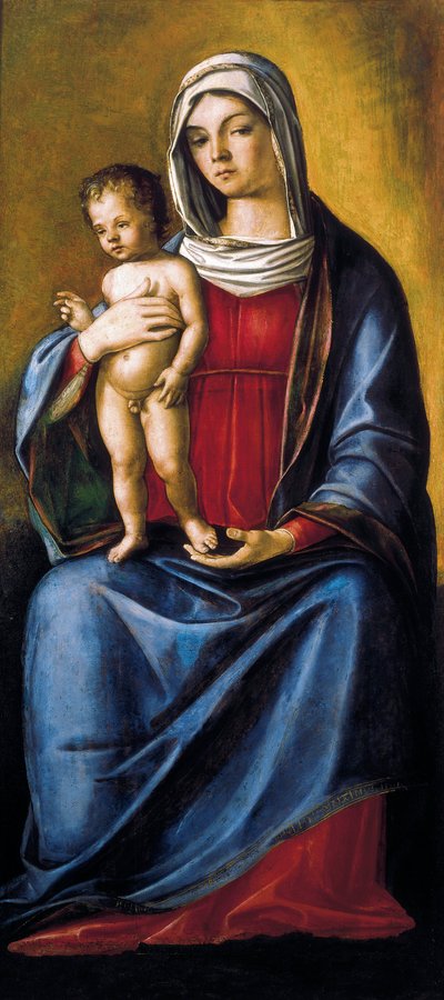 Madonna et enfant, panneau central du triptyque avec Madonna et enfant, Saint Albert et Saint Sébastien - Nicolo Rondinelli