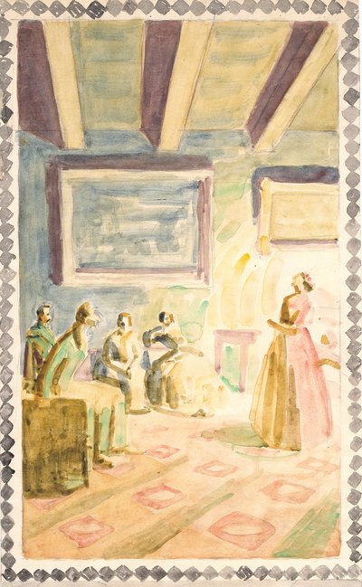 Cinq esquisses pour des décorations de fresques dans le Hall de la mémoire de H.C. Andersen à Odense - Niels Larsen Stevns