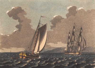 Un yacht naviguant par un voile et une frégate de même - Niels Truslew