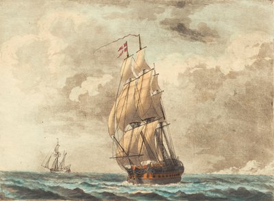 Un navire de guerre danois naviguant par un brouillard - Niels Truslew