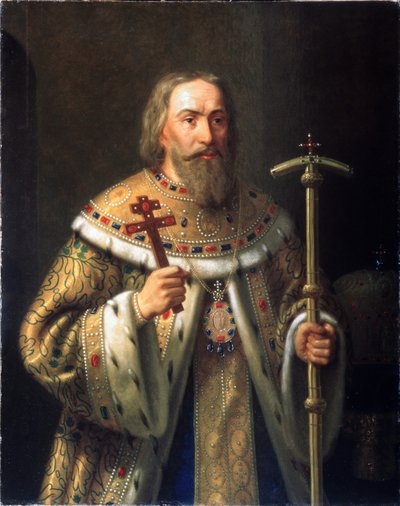 Portrait du Patriarche Filaret de Moscou Fyodor Nikitich Romanov 1553-1633, Milieu du 19ème siècle - Nikanor Leontievich Tiutriumov