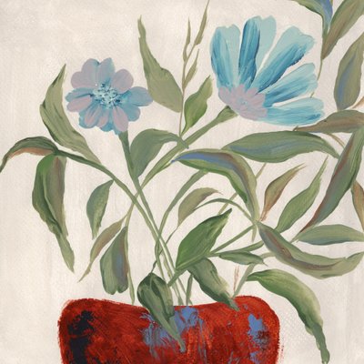Fleurs bleues, pot rouge - Nikita Jariwala