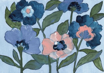 Fleurs bleues et pêche - Nikita Jariwala