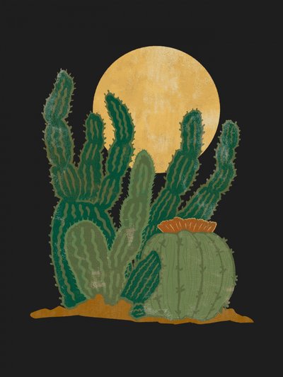Des cactus sous la lune dorée - Nikita Jariwala