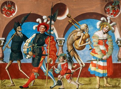 La mort, le mercenaire et la prostituée du cycle de la Danse Macabre par Albrecht Kauw - Niklaus Manuel