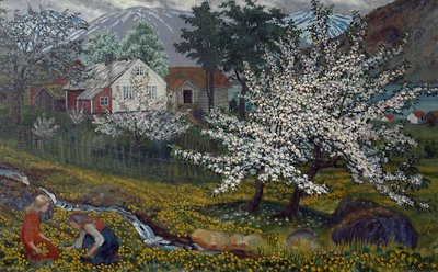 Pommier en fleurs, ferme de Strømsbo, vers 1912 - Nikolai Astrup
