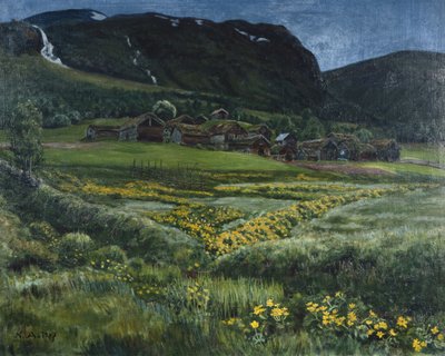 Nuit de juin et vieille cour de Norvège occidentale - Nikolai Astrup