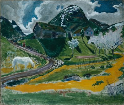 Printemps avec cheval blanc - Nikolai Astrup
