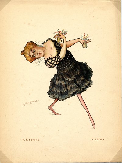 Danseuse de ballet Marie Petipa De: Ballet russe en caricatures, 1902-1905 - Nikolai Gustavovich Legat
