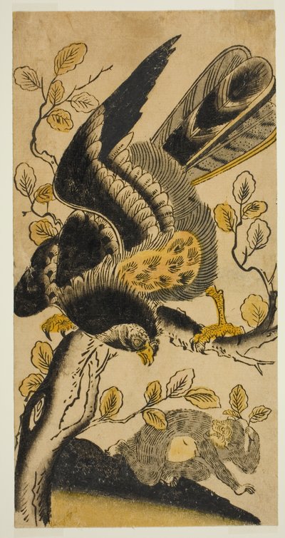 Aigle et singe - Nishimura Shigenaga