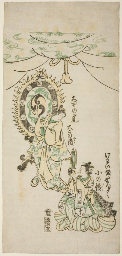 Oiso no Tora et Shosho jouant des instruments - Nishimura Shigenaga