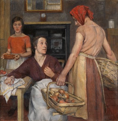 La cuisine (huile sur toile) - Nora Lucy Mowbray Cundell