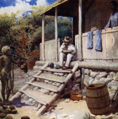 Un commerçant recevant des noix de coco, Aoba, Nouvelles-Hébrides - Norman Hardy