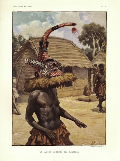 Le Masque mokenge des Bangongo, illustration de "Notes ethnographiques sur les peuples communément appelés Bakuba...", par Emil Torday - Norman Hardy