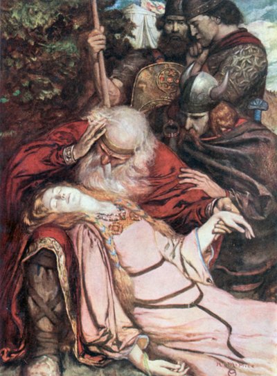 Lear, "Cordelia, Cordelia". Le Roi Lear - Acte V, Scène 3 (lithographie couleur) - Norman Mills (after) Price