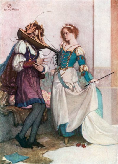 La douce Katherine. La Mégère apprivoisée - Acte II, scène 1 (lithographie couleur) - Norman Mills (after) Price