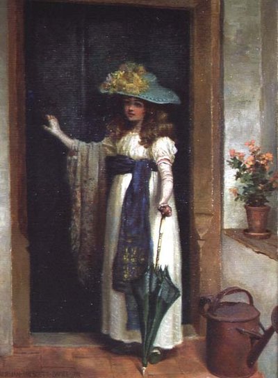 Jeune fille avec un parapluie - Norman Prescott Davies