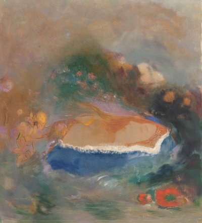 Ophélie, la cape bleue sur les eaux - Odilon Redon (signed by artist)