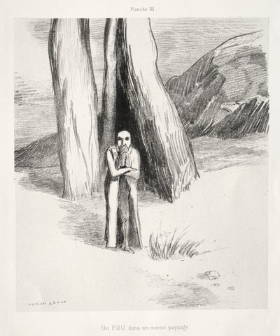 Un fou dans un paysage lugubre - Odilon Redon