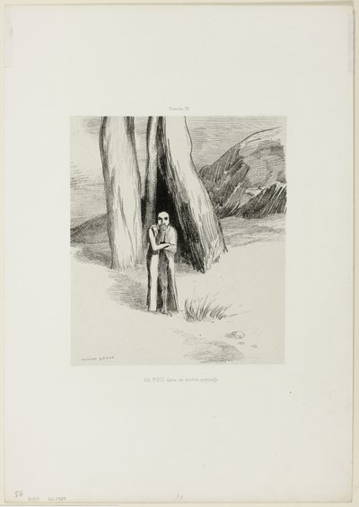 Un fou dans un paysage lugubre, planche 3 de 6 - Odilon Redon
